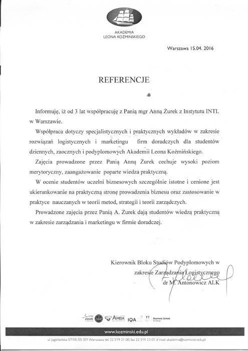 Referencje Akademia Leona Koźminskiego